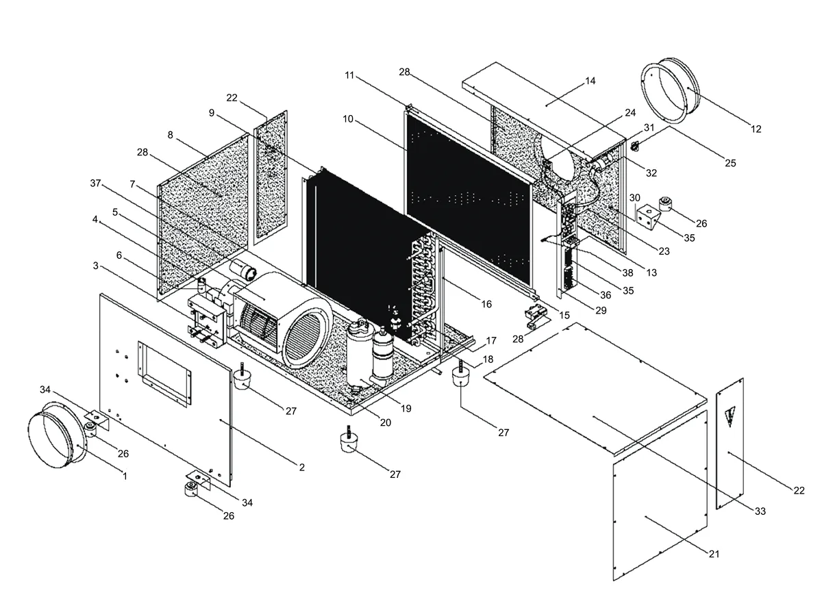 dehumidifier internal parts diagram