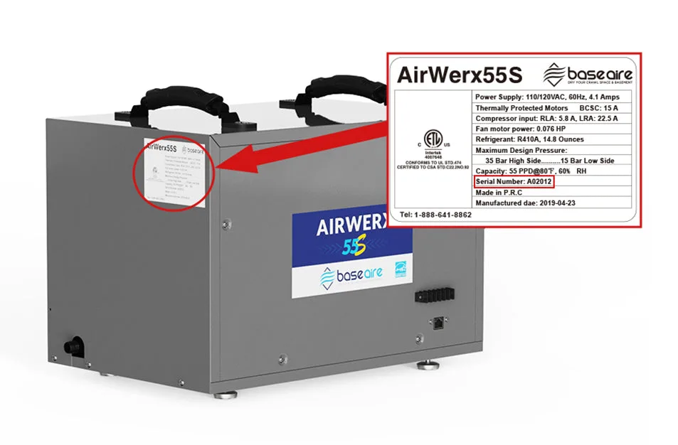 dehumidifier wattage label